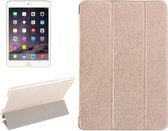 Horizontale leren flip-case met zijdetextuur en drie-uitklapbare houder voor iPad Mini 2019 (goud)