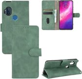 Voor Motorola Moto One Hyper Effen Kleur Huidgevoel Magnetische Gesp Horizontale Flip Kalfsstructuur PU Lederen Case met Houder & Kaartsleuven & Portemonnee (Groen)