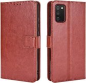 Voor Samsung Galaxy A02s (Amerikaanse versie) Retro Crazy Horse-textuur Horizontale flip lederen tas met houder & kaartsleuven en fotolijst (bruin)