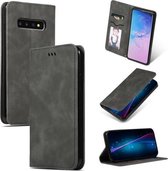 Retro Skin Feel Business magnetisch horizontaal lederen flip-hoesje voor Samsung Galaxy S10 (donkergrijs)