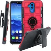 Voor Huawei Mate 20 Lite 3 in 1 Cube PC + TPU beschermhoes met 360 graden draaien zwarte ringhouder (rood)
