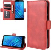 Voor Motorola Moto E6 Wallet Stand Lederen mobiele telefoonhoes met portemonnee & houder & kaartsleuven (rood)