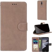 Voor Nokia 2.4 Retro Frosted Horizontale Flip PU Lederen Case met Houder & Kaartsleuven & Portemonnee & Fotolijst (Crème Kleur)