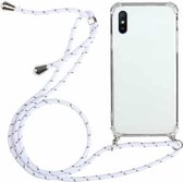 Voor Xiaomi Redmi 9A schokbestendige transparante TPU beschermhoes met vier hoeken en draagkoord (wit)