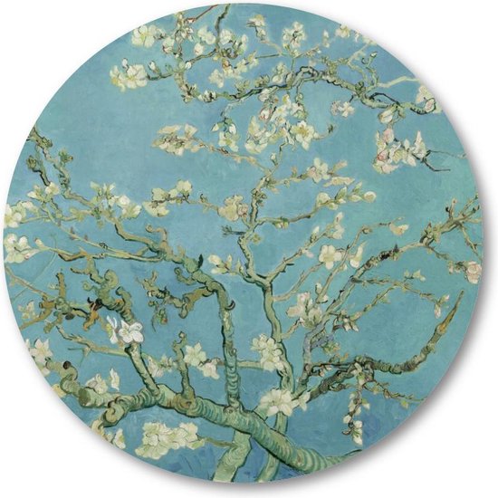 Amandelbloesem - Vincent van Gogh - Muurcirkel Forex 80cm | Wandcirkel voor binnen - Meesterwerken - Natuur - Bloemen - Vincent van Gogh