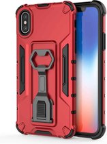 Peacock Style PC + TPU beschermhoes met flesopener voor iPhone X / XS (rood)