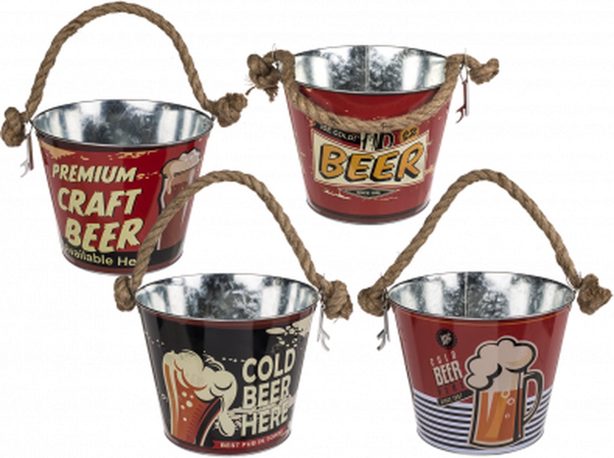 Bierkoeler emmer met flesopener 24x19cm / Koelemmer