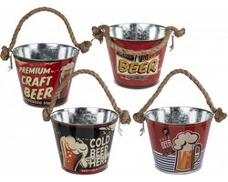 Bierkoeler emmer met flesopener 24x19cm / Koelemmer