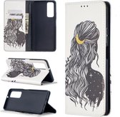 Voor Huawei P smart 2021 / Y7a Gekleurde Tekening Patroon Onzichtbare Magnetische Horizontale Flip PU Lederen Case met Houder & Kaartsleuven & Portemonnee (Meisje)