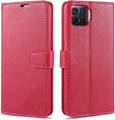 Voor OPPO F17 Pro / A93 AZNS Schapenvacht Textuur Horizontale Flip Leren Case met Houder & Kaartsleuven & Portemonnee (Rood)