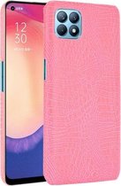 Voor OPPO Reno4 SE schokbestendige krokodiltextuur pc + PU-hoes (roze)