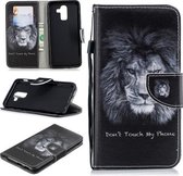 Voor Samsung Galaxy J8 (2018) (EU-versie) Gekleurd tekeningpatroon Horizontaal Flip TPU + PU lederen tas met houder & kaartsleuven & portemonnee & lanyard (leeuw)