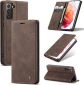 Voor Samsung Galaxy S21 5G CaseMe 013 Multifunctionele Horizontale Flip Leren Case met Houder & Kaartsleuf & Portemonnee (Koffie)