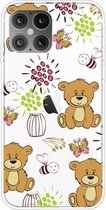 Voor iPhone 12/12 Pro schokbestendig geverfd transparant TPU beschermhoes (kleine bruine beer)