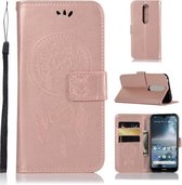 Windgong Uil Embossing Patroon Horizontale Flip Leren Case met Houder & Kaartsleuven & Portemonnee Voor Nokia 4.2 (Rose Goud)