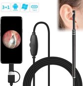 i96 3 in 1 USB Oor Scope Inspectie HD 0.3MP Camera Visuele Oorlepel voor OTG Android-telefoons & pc & MacBook, 1,85 m lengte kabel (zwart)-Zwart