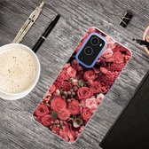 Voor OnePlus 9 schokbestendig geverfd transparant TPU beschermhoes (veel rode rozen)