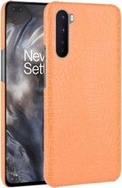 Voor OnePlus Nord schokbestendige krokodiltextuur pc + PU-hoes (oranje)