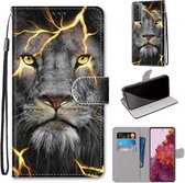 Voor Samsung Galaxy S21 5G Gekleurde Tekening Cross Textuur Horizontale Flip PU Lederen Case met Houder & Kaartsleuven & Portemonnee & Lanyard (Fission Lion)