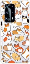 Voor Huawei P40 Pro + Shockproof Painted TPU beschermhoes (Corgis)