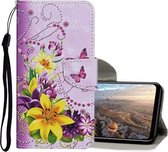 Voor Huawei P40 Lite Gekleurde Tekening Patroon Horizontale Flip Leren Case met Houder & Kaartsleuven & Portemonnee (Gele Bloem Vlinder)
