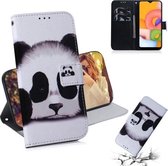 Voor Galaxy A01 3D Gekleurde Tekening Horizontale Leren Flip Case met Houder & Kaartsleuf & Portemonnee (Panda)