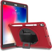 Voor iPad Pro 10,5 inch 360 graden rotatie PC + TPU beschermhoes met houder en draagriem (rood)