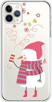 Voor iPhone 11 Pro Max Trendy schattig kerstpatroon Case Clear TPU Cover Telefoonhoesjes (vuurwerk en sneeuwpoppen)