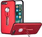 Schokbestendige TPU + pc-beschermhoes met houder voor iPhone 8 Plus en 7 Plus (rood)