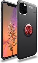 lenuo schokbestendig TPU-hoesje met onzichtbare houder voor iPhone 11 (zwart rood)