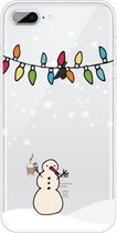 Christmas Series Clear TPU beschermhoes voor iPhone 8 Plus / 7 Plus (Milk Tea Snowman)