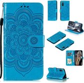 Voor Sony Xperia L4 Mandala Embossing Patroon Horizontale Flip Leren Case met Houder & Kaartsleuven & Portemonnee & Fotolijst & Lanyard (Blauw)