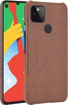 Voor Google Pixel 5 schokbestendige krokodiltextuur pc + PU-hoes (bruin)