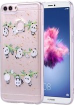 Cartoon patroon goudfolie stijl Dropping Glue TPU zachte beschermhoes voor Huawei P Smart / Enjoy 7S (Panda)