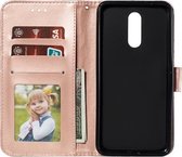 Kanten Bloem Embossing Patroon Horizontale Flip Leren Case voor Nokia 3.2, met Houder & Kaartsleuven & Portemonnee & Fotolijst & Lanyard (Rose Goud)