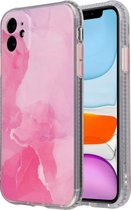 Coloured Glaze Marble TPU + PC beschermhoes voor iPhone 11 Pro (roze)