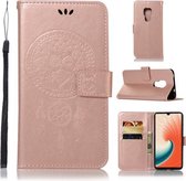 Windgong Uil Embossing Patroon Horizontale Flip Leren Case met Houder & Kaartsleuven & Portemonnee Voor Huawei Mate 20 (Rose Goud)