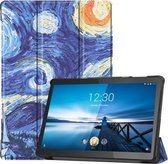 Voor Lenovo M10 X605FCL Gekleurde tekening Horizontale flip lederen tas, met drievoudige houder en slaap- / wekfunctie (sterrenhemel)