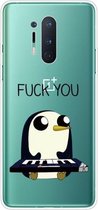 Voor OnePlus 8 Pro gekleurd tekenpatroon zeer transparant TPU beschermhoes (pinguïn)