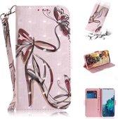 Voor Samsung Galaxy S21 5G 3D Gekleurde Tekening Horizontale Flip Leren Case met Houder & Kaartsleuven & Portemonnee & Lanyard (Vlinder Hoge hakken)