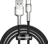 Baseus CATJK-B01 Cafule-serie 40W USB naar Type-C / USB-C metalen oplaadgegevenskabel, lengte: 2m (zwart)