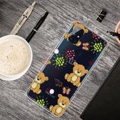 Voor OnePlus Nord N100 schokbestendig geverfd transparant TPU beschermhoes (kleine bruine beer)