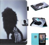 Voor Amazon Kindle Fire HD 7 2015/2017/2019 Gekleurde tekening Stiksels Horizontale flip lederen tas met houder & kaartsleuven en slaap- / wekfunctie (achteraanzicht)