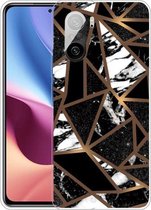 Voor Xiaomi Redmi K40 Pro Max Frosted Fashion Marble Shockproof TPU beschermhoes (Rhombus Black)