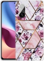 Voor Xiaomi Redmi K40 / K40 Pro Frosted Fashion Marble Shockproof TPU beschermhoes (Rhombus Rose)