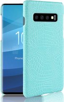 Samsung Galaxy S10 Hoesje - Mobigear - Croco Serie - Hard Kunststof Backcover - Turquoise - Hoesje Geschikt Voor Samsung Galaxy S10