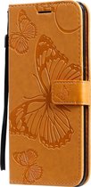 Mobigear Butterfly Telefoonhoesje geschikt voor OPPO Find X2 Hoesje Bookcase Portemonnee - Cognac