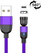 2m 3A-uitgang USB naar 8-pins 540 graden roterende magnetische gegevenssynchronisatie-oplaadkabel (paars)