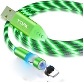 TOPK AM22 USB naar 8-pins 540 graden buigbare streamerbal magnetische datakabel, kabellengte: 1m (groen)