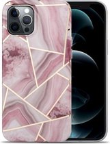 Splicing Marble Pattern TPU beschermhoes voor iPhone 11 Pro (roze)